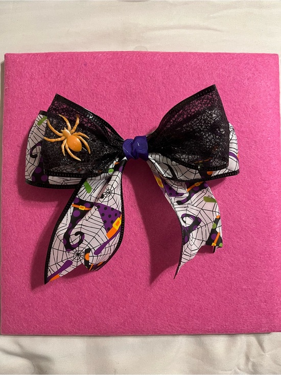 Other - Handmade Halloween Spider Bow Hair Clip - Purple & Black